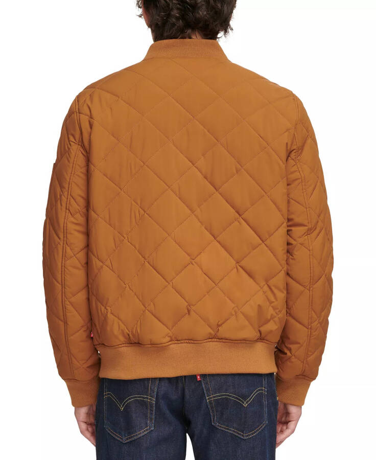 Men's Quilted Fashion Bomber Jacket Brown - 2