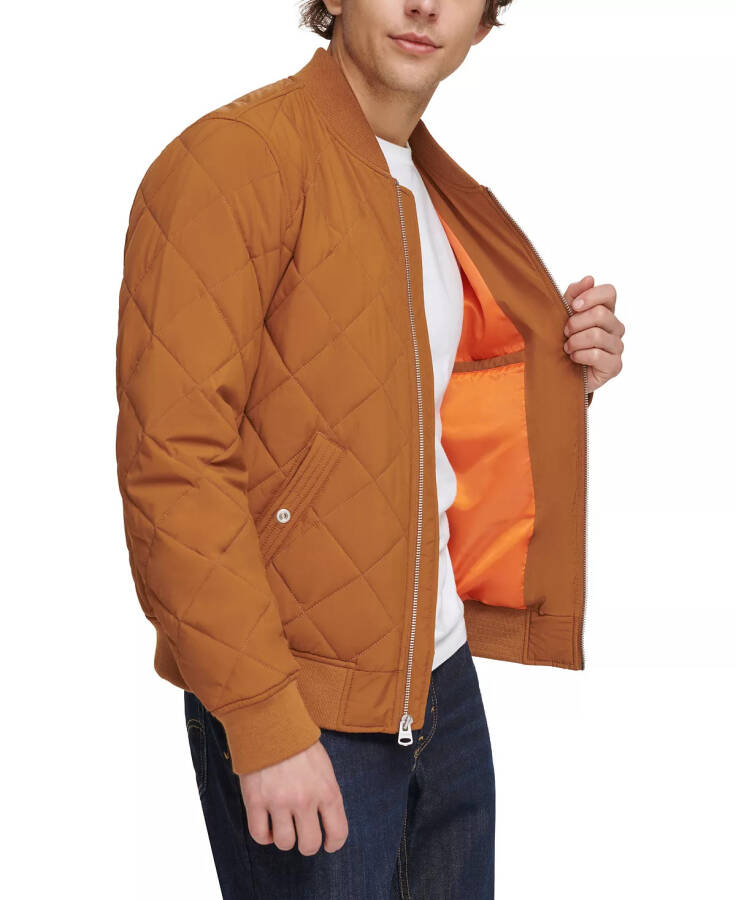 Men's Quilted Fashion Bomber Jacket Brown - 4