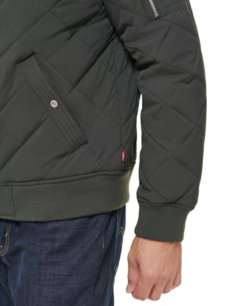 Men's Quilted Fashion Bomber Jacket Olive - 5