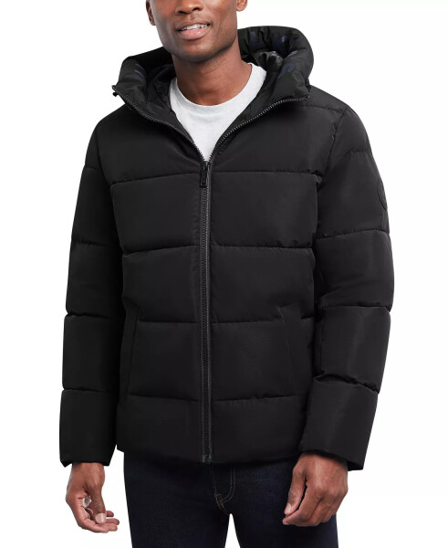 Men's Quilted Hooded Puffer Jacket Black - 4