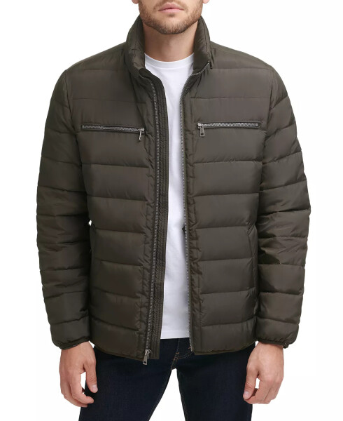 Men's Quilted Zip-Front Jacket Olive - 1