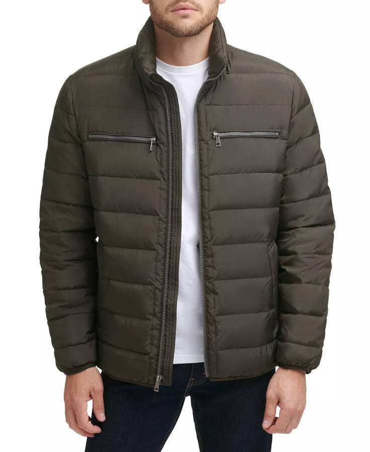 Men's Quilted Zip-Front Jacket Olive - 1