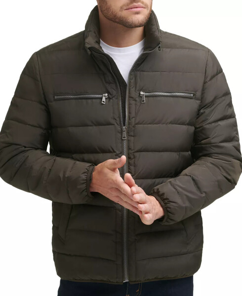 Men's Quilted Zip-Front Jacket Olive - 4