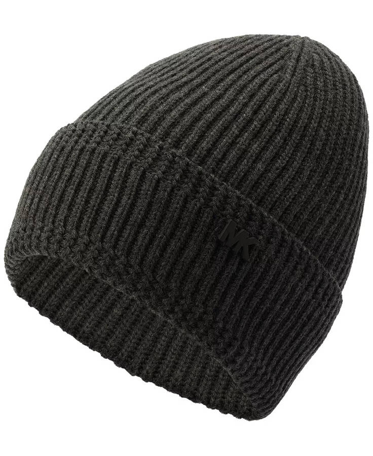 Men's Racked Ribbed Cuffed Logo Hat Charcoal - 7