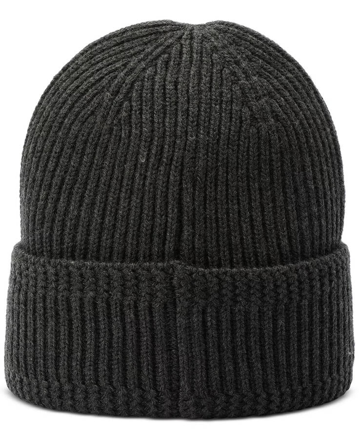 Men's Racked Ribbed Cuffed Logo Hat Charcoal - 2