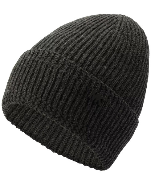 Men's Racked Ribbed Cuffed Logo Hat Charcoal - 3