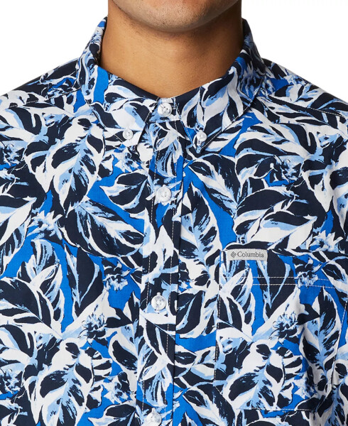 Men's Rapid Rivers Printed Short Sleeve Shirt Bright Indigo, Leaf Camo - 3