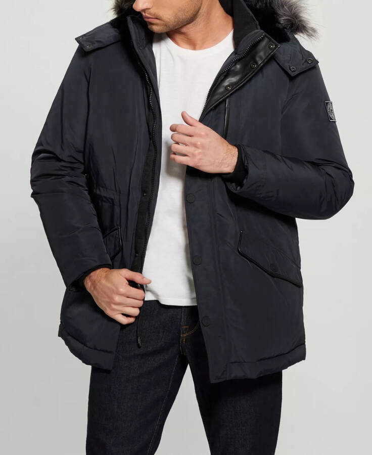 Men's Real Down Parka Jacket Smart Blue - 1