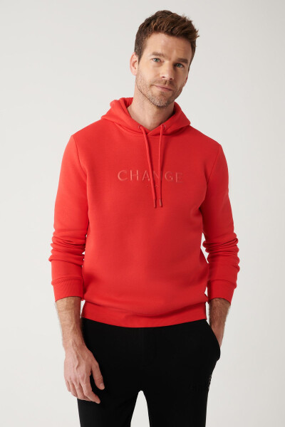 Men's Red Hooded Sweatshirt - 1