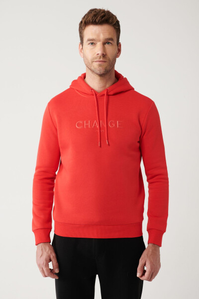 Men's Red Hooded Sweatshirt - 3