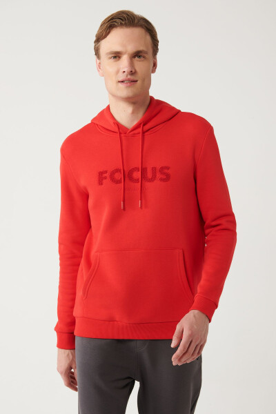 Men's Red Hooded Sweatshirt - 1