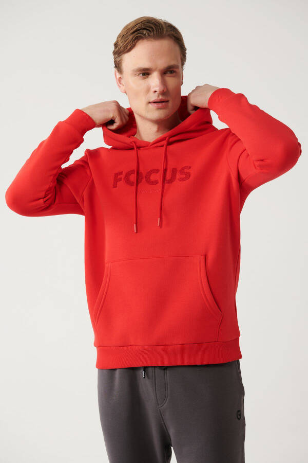 Men's Red Hooded Sweatshirt - 3