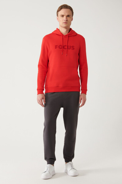 Men's Red Hooded Sweatshirt - 5