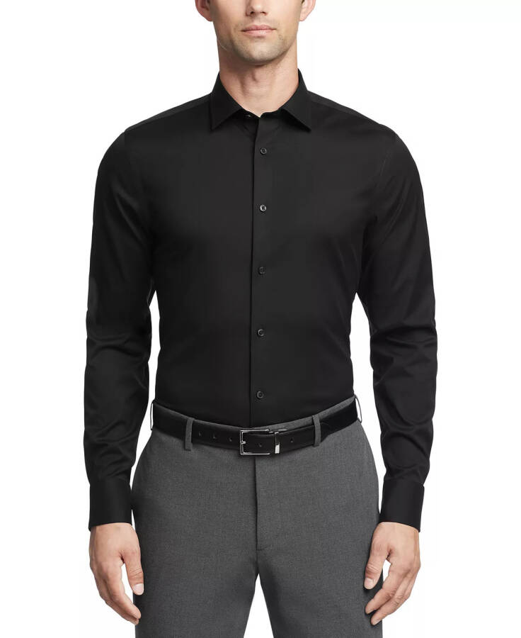 Men's Refined Slim Fit Stretch Dress Shirt Black - 1