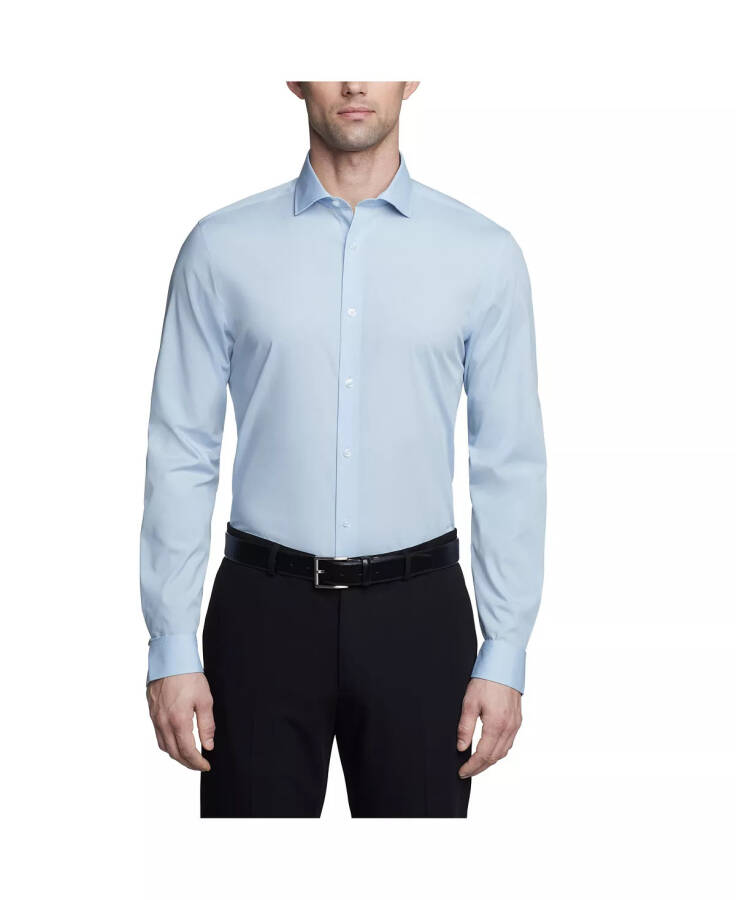 Men's Refined Slim Fit Stretch Dress Shirt Blue - 1