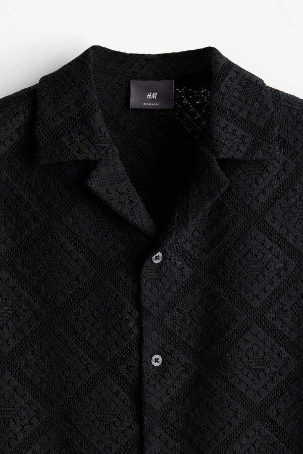 Men's regular fit, crochet-look collar shirt. - 6