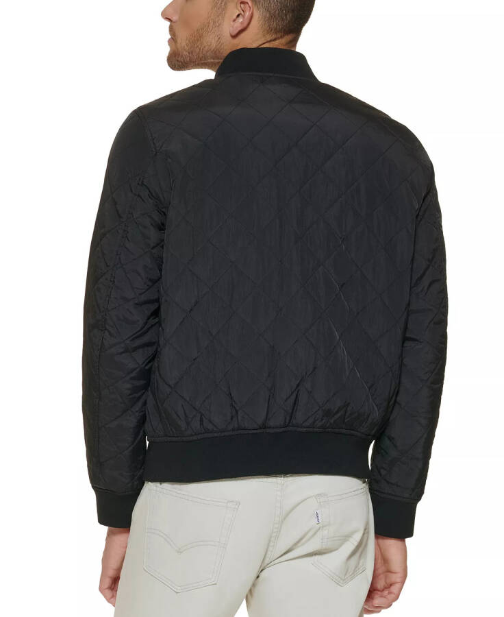 Men's Regular-Fit Diamond-Quilted Bomber Jacket Black - 2