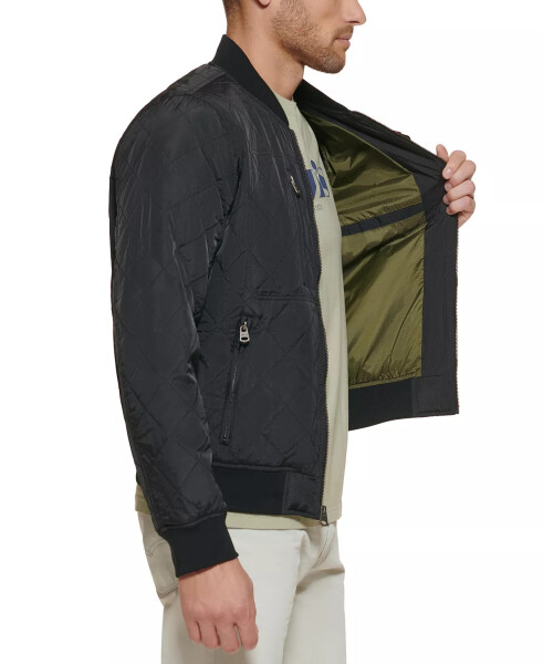 Men's Regular-Fit Diamond-Quilted Bomber Jacket Black - 5