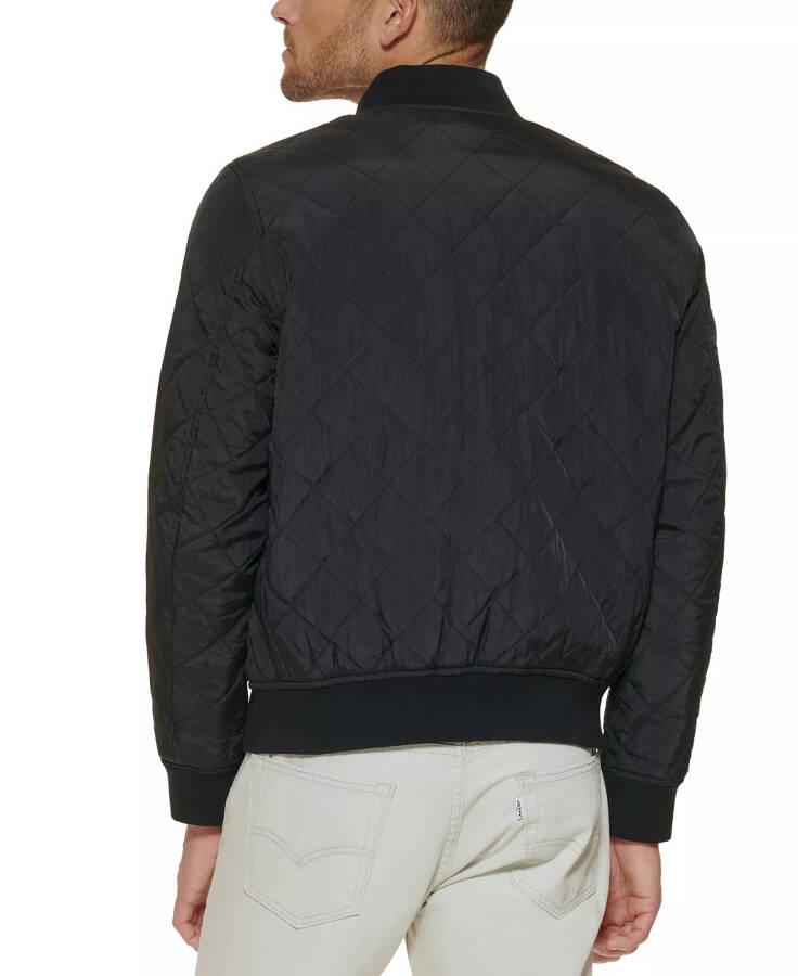 Men's Regular-Fit Diamond-Quilted Bomber Jacket Black - 6