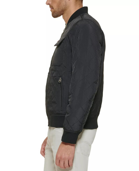 Men's Regular-Fit Diamond-Quilted Bomber Jacket Black - 9