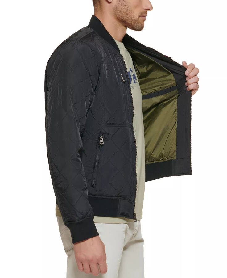 Men's Regular-Fit Diamond-Quilted Bomber Jacket Black - 11