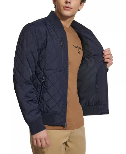 Men's Regular-Fit Diamond-Quilted Bomber Jacket Navy - 4