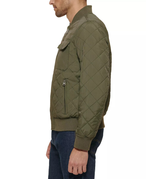 Men's Regular-Fit Diamond-Quilted Bomber Jacket Olive - 4