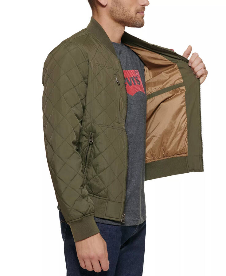 Men's Regular-Fit Diamond-Quilted Bomber Jacket Olive - 5