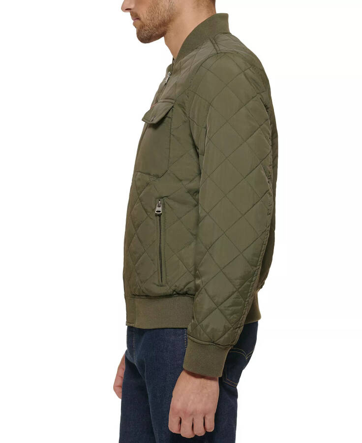 Men's Regular-Fit Diamond-Quilted Bomber Jacket Olive - 8