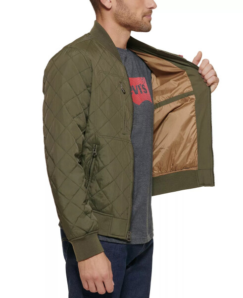 Men's Regular-Fit Diamond-Quilted Bomber Jacket Olive - 9