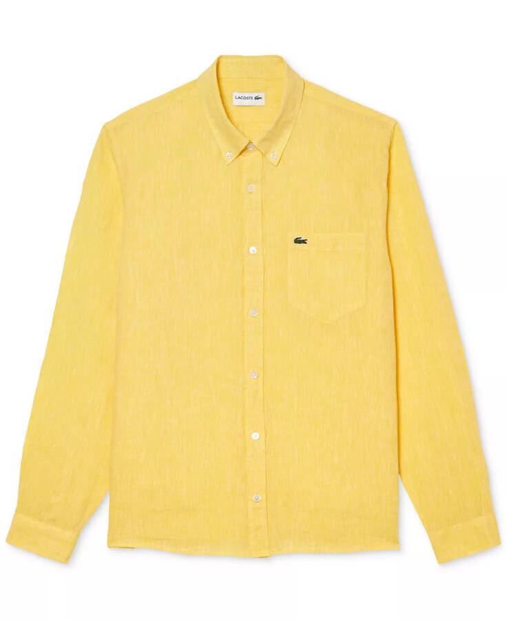 Men's Regular-Fit Linen Shirt Bright Yellow - 4