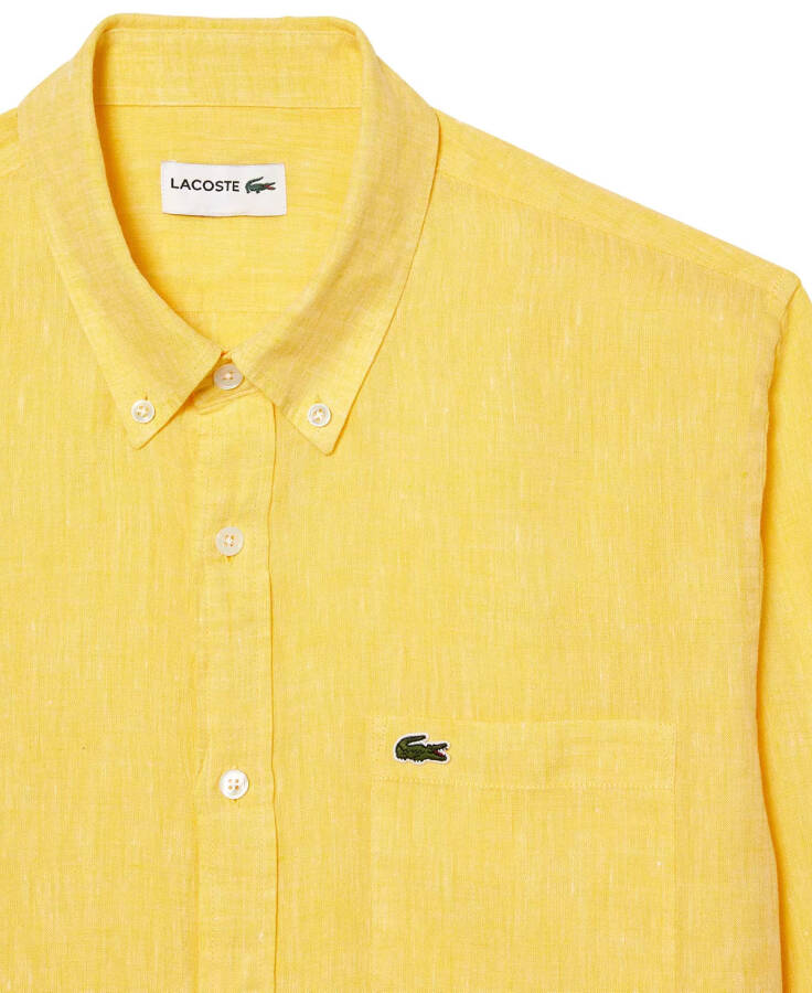 Men's Regular-Fit Linen Shirt Bright Yellow - 5