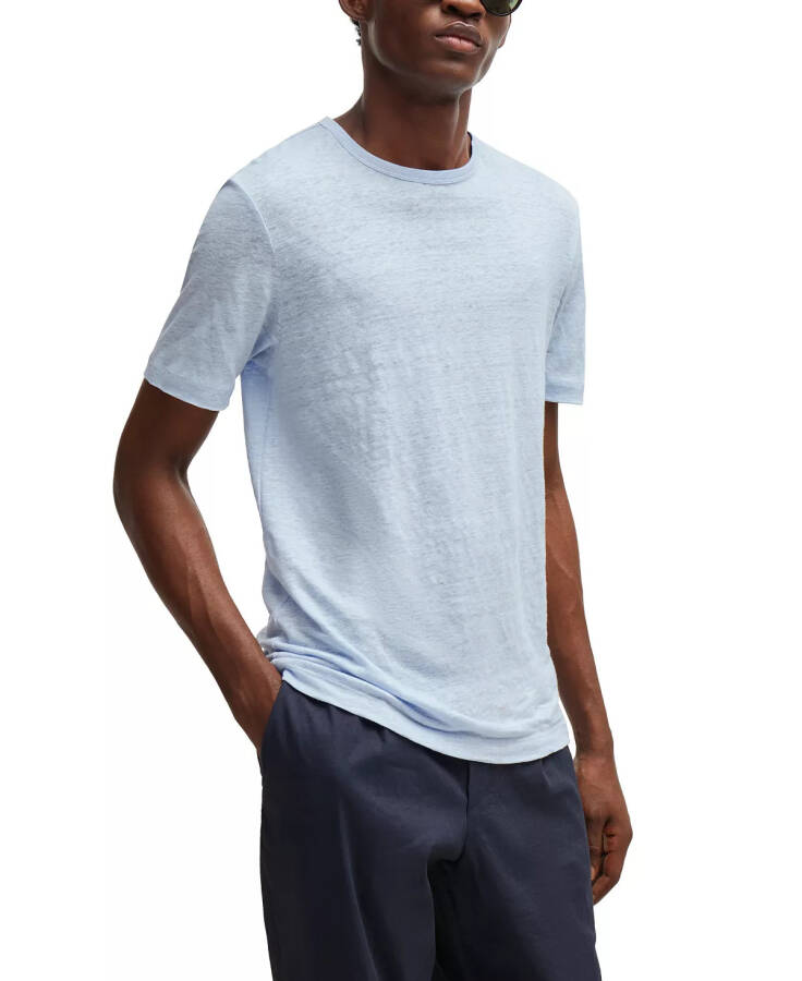 Men's Regular-Fit Linen T-shirt Light, Pastel Blue - 1