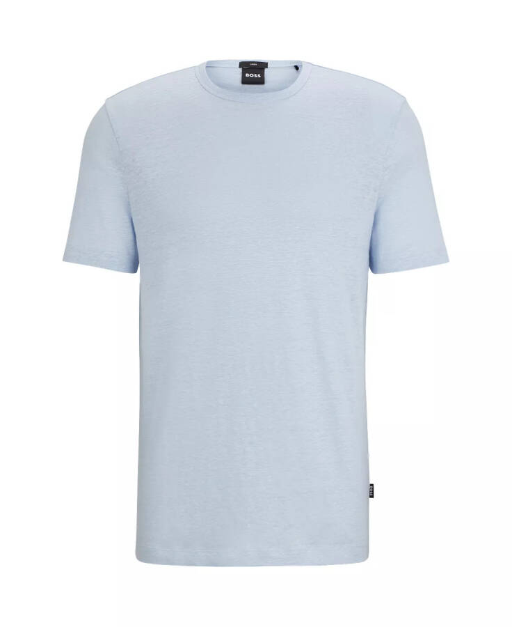 Men's Regular-Fit Linen T-shirt Light, Pastel Blue - 4