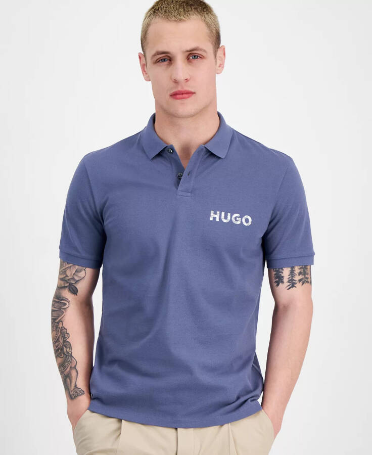 Men's Regular-Fit Logo-Print Polo Shirt, Created for Macy's Amalfi Blue - 1