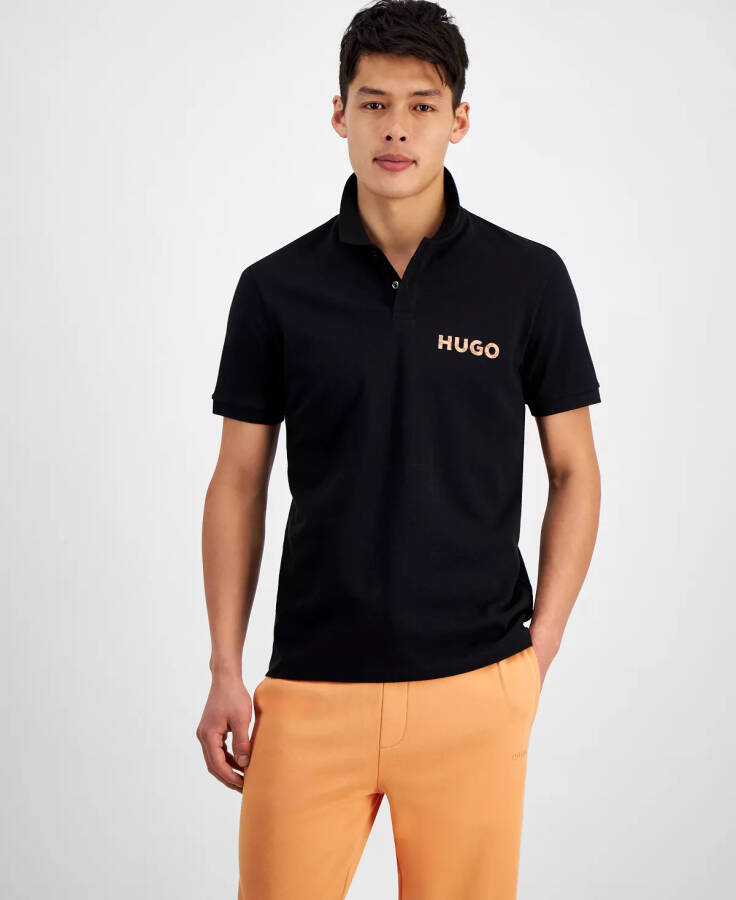 Men's Regular-Fit Logo-Print Polo Shirt, Created for Macy's Black - 1