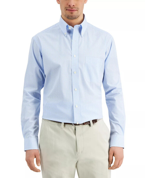 Men's Regular Fit Mini Gingham Dress Shirt, Created for Modazone Light Blue - 9