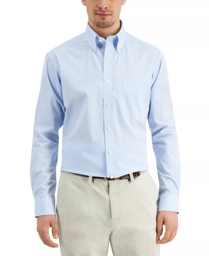 Men's Regular Fit Mini Gingham Dress Shirt, Created for Modazone Light Blue - 9