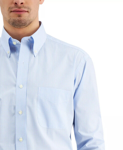 Men's Regular Fit Mini Gingham Dress Shirt, Created for Modazone Light Blue - 11