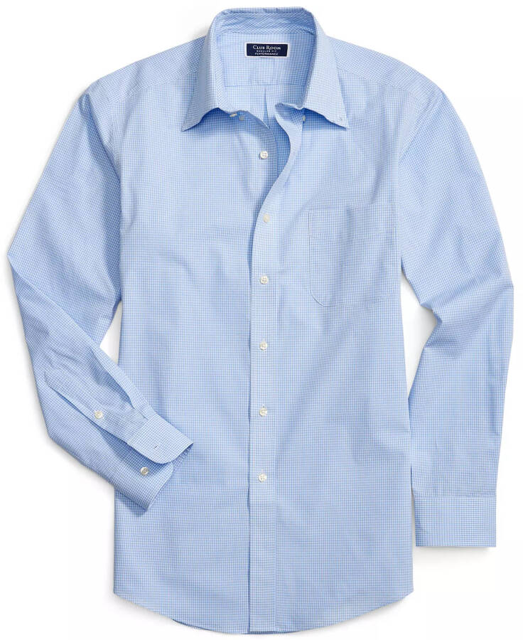 Men's Regular Fit Mini Gingham Dress Shirt, Created for Modazone Light Blue - 12