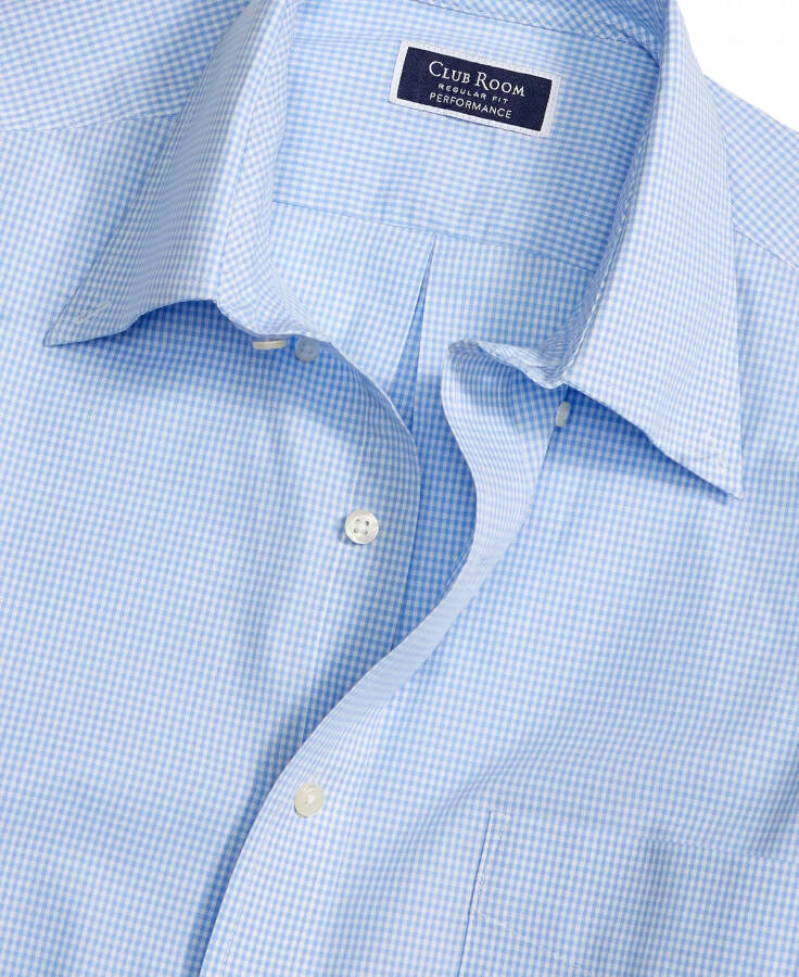 Men's Regular Fit Mini Gingham Dress Shirt, Created for Modazone Light Blue - 13