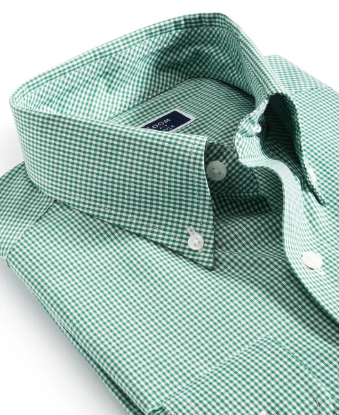 Men's Regular Fit Mini Gingham Dress Shirt, Created for Modazone Modazone Green - 5