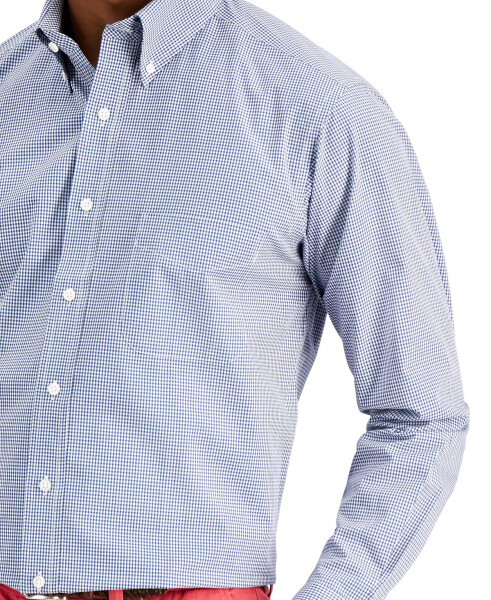 Men's Regular Fit Mini Gingham Dress Shirt, Created for Modazone Navy - 3