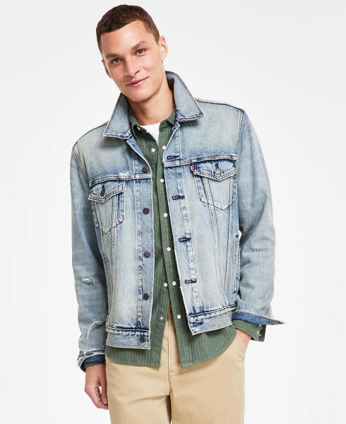 Men's Regular Fit Non-Stretch Denim Trucker Jacket Falcon Dx - 1