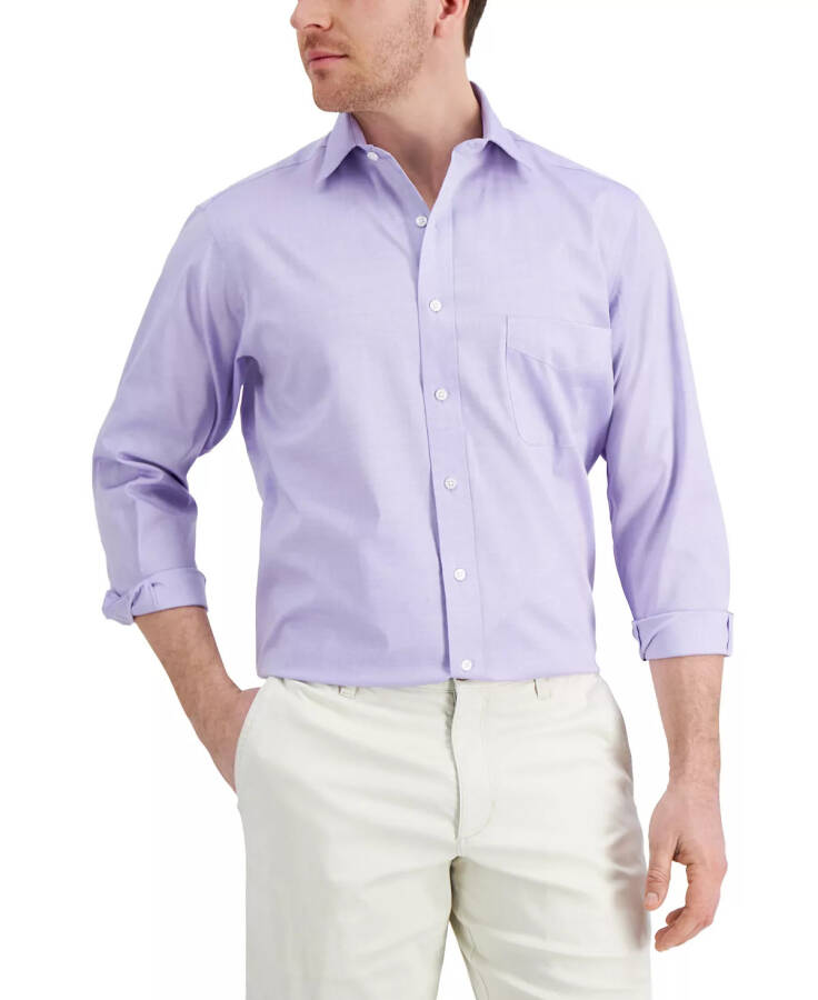 Men's Regular Fit Pinpoint Dress Shirt, Created for Macy's Lavender - 1