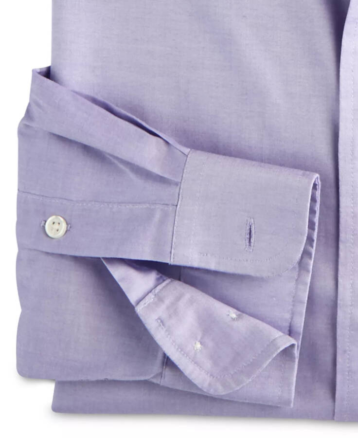 Men's Regular Fit Pinpoint Dress Shirt, Created for Macy's Lavender - 5