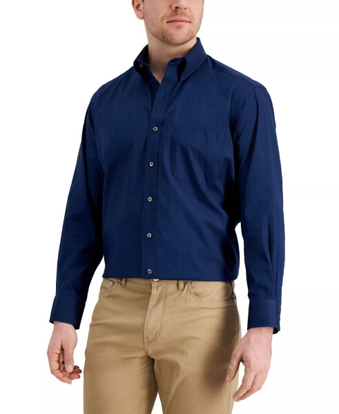 Men's Regular Fit Pinpoint Dress Shirt, Created for Modazone Deep Ocean - 1