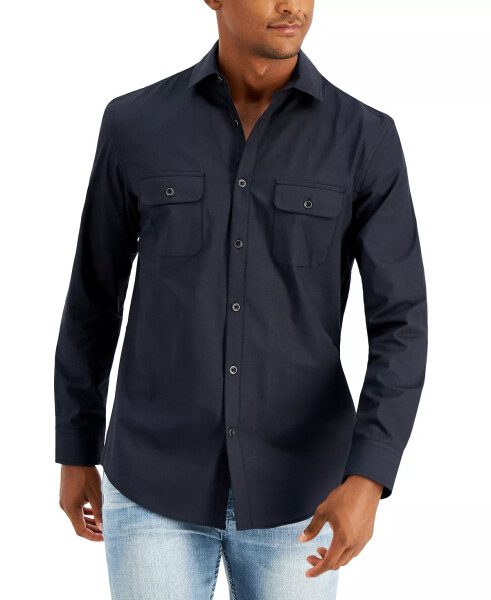 Men's Regular-Fit Solid Shirt, Created for Modazone Deep Black - 1