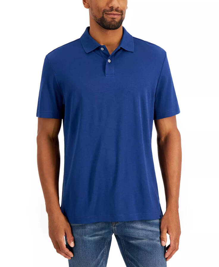 Men's Regular-Fit Solid Supima Blend Cotton Polo Shirt, Created for Modazone Navy On Navy - 1