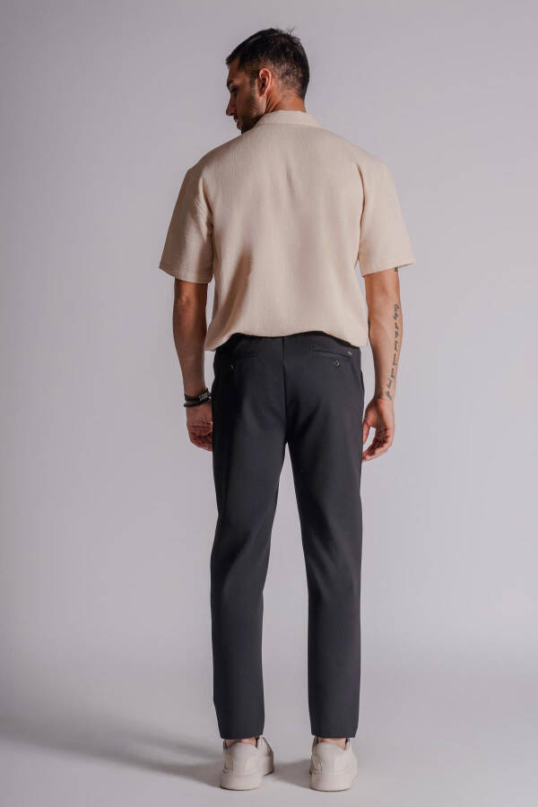 Men's Relaxed Fit Chino Pants with Side Pockets and Elastic Waistband Black - 19